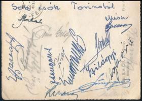 1947 Olaszország - Magyarország (3:2) labdarúgó mérkőzésről a magyar csapat tagjai által aláírt képe...