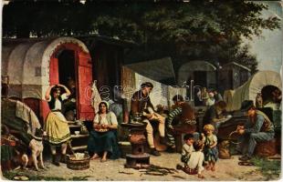 Zigeuner / Kermisgasten / Bohémiens / Gypsy folklore art postcard, gypsies. Moderner Kunst-Verlag 2261. (EK)