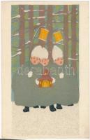 Karácsony. Az Orsz. Magy. Kir. Iparművészeti iskola levelezőlapjai. Ungarische Werkstätte (No. 2028) / Hungarian art postcard, Christmas (non PC) (EK)