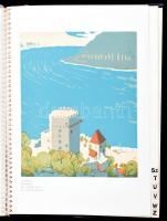 Budapest nevezetességeit ábrázoló 4 db színes linómetszet. Papír, jelzés nélkül, feliratozva, Chinoi...