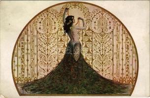 Die Eitelkeit. Orosz szecessziós művészlap / Vanité / Vanity. Russian gently erotic Art Nouveau postcard. T.S.N. R.M. No. 228. s: Solomko (EK)