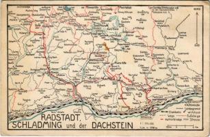 Radstadt, Schladming und der Dachstein. Gasthaus Zur Bisehofsmütze M. Steinbacher Filzmoos / Osztrák térkép / Austrian map (EB)