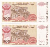 Horvátország / Krajnai Szerb Köztársaság 1993. 50.000D (2x) "Z" pótkiadás "Z 0002060&...
