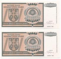 Horvátország / Krajnai Szerb Köztársaság 1993. 20.000.000D (2x) "Z" pótkiadás "Z 0001...