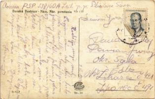 1954 Besztercebánya, Banská Bystrica; Nám. Nár. povstania / tér, szökőkút / square, fountain (EK)