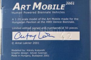 Lakner Antal (1966-): Art mobile, human powere Biennale vehicles, 2001. 1:20 műanyag modell, jelzett...