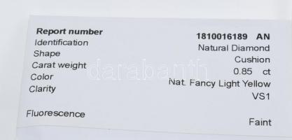 Párna csiszolású gyémánt 0,85 carat VS 1. (5,55x4,78x3,31 mm ), certifikáttal. / Diamond oval shape ...