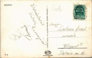 1940 Rozsnyó, Roznava; látkép, Rákóczi őrtorony magyar címerrel és irredenta propagandával, Francisk...