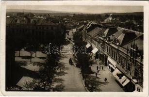 1936 Losonc, Lucenec; látkép, zsinagóga, üzletek / general view, synagogue, shops (EK)