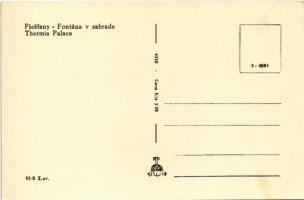 Pöstyén, Piestany; Fontána v zahrade Thermia Palace / Thermia Palace szálloda, szökőkút / hotel, fou...