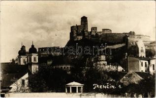 1928 Trencsén, Trencín; vár, zsinagóga / Trenciansky hrad / castle, synagogue. Schwartz photo