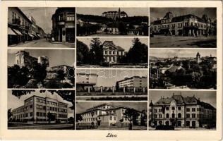 1942 Léva, Levice; mozaiklap várral / multi-view postcard with castle (fa)