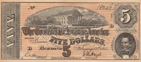 Amerikai Konfederált Államok 1864. 5$ + 20$ facsimile kiadás T:II