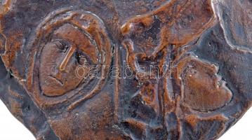 Kocsis Előd (1948-): Veronika kendője, bronz, jelzett (K 1996), 1/3, márvány talapzaton,22,5x16,5 cm...