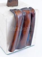 Kocsis Előd (1948-): Veronika kendője, bronz, jelzett (K 1996), 1/3, márvány talapzaton,22,5x16,5 cm...