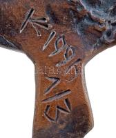 Kocsis Előd (1948-): Veronika kendője, bronz, jelzett (K 1996), 1/3, márvány talapzaton,22,5x16,5 cm...