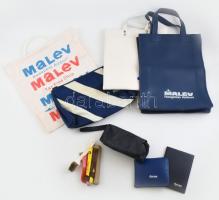 MALÉV-os táskák: bevásárlószatyor, műanyag szatyrok, neszeszer, cipős készlet 6 db