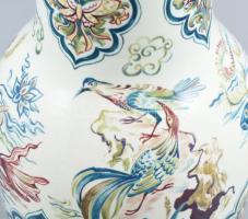 Boch Shanghai mázas kerámia váza, Kézzel festett, jelzett, sérülésekkel 35 cm