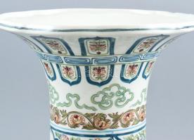 Boch Shanghai mázas kerámia váza, Kézzel festett, jelzett, sérülésekkel 35 cm