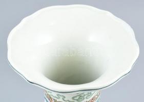 Boch Shanghai mázas kerámia váza, Kézzel festett, jelzett, sérülésekkel 35 cm