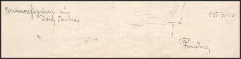 Páris Erzsi (1887-?): Kutakat díszítő szobrok Ambrasban (Brunnenfiguren aus Dorf Ambras), 1935. Ceru...