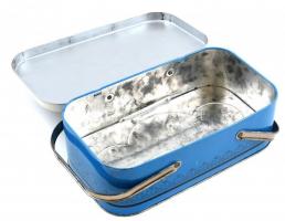 Retro uzsonnás fémdoboz 29x16cm