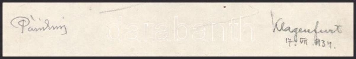 Páris Erzsi (1887-?): Klagenfurt, 1934. Ceruza, papír, jelzett, alsó sarkaiban apró törésnyomokkal, ...