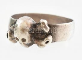 Totenkopf német katonai ezüst (Ag) gyűrű, Jelzett, 3,1 g
