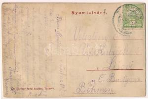 1915 Túrkeve, szélmalom. Leporellolap belül az Oroszlán vendéglő, Népkerti és sétakerti pavilonok. D...