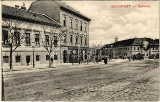 Budapest II. Széna tér, villamosok, régi Szent János kórház, Seifert Dezső kávéháza. Ádám Herman kiadása