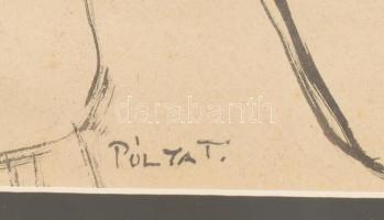 Pólya T. jelzéssel: Páros. Tus, papír. Üvegezett fa keretben. 28x20 cm