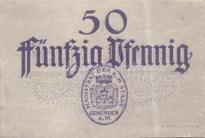 Német Birodalom/Weimari Köztársaság/Stadt Geműnden 1920. 50 Pf (27x) megszakításokkal de egymás után...