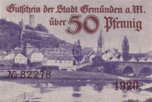 Német Birodalom/Weimari Köztársaság/Stadt Geműnden 1920. 50 Pf (27x) megszakításokkal de egymás után...