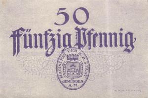 Német Birodalom/Weimari Köztársaság/Stadt Geműnden 1920. 50 Pf (27x) megszakításokkal de egymás után...