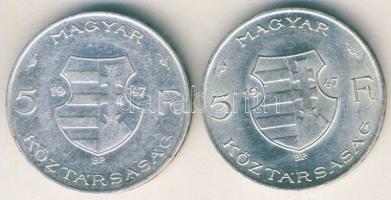 1947. 5Ft Ag "Kossuth" (2x) T:2