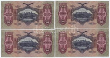 1930. 100P (4x) sorszámkövetők "E 493 053533 - E 493 053536" T:I / Hungary 1930. 100 Pengő...