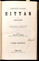 Talabér György-Lukácsek János: Keresztény katolika hittan. I. Általános. I-II. köt. [Egybekötve.] Néhai Sámson János veszprémi hittanár latin rendszere nyomán. Pest., 1858., Müller Gyula, 10+IV+5-252;8+291+1 p. Korabeli aranyozott egészvászon-kötésben, kopott, foltos borítóval, az elülső és a hátsó táblákon sérülésekkel, a II. kötetnél a 283. oldaltól sérült, hiányos lapokkal, foltos lapokkal.