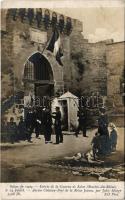 Entrée de la Caserne de Salon (Bouches-du-Rhone) le 14 Juillet. Ancien Chateau-Fort de la Reine Jeanne. Salon de 1909. ND Phot. / French military art postcard s: Jules Monge (fl)