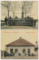 1913 Csallóköznyék, Nekyje na Ostrove (Nyékvárkony, Vrakún); Szűz Mária szobor, állami elemi iskola / statue, school (EK)