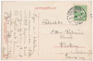 1913 Csallóköznyék, Nekyje na Ostrove (Nyékvárkony, Vrakún); Szűz Mária szobor, állami elemi iskola ...