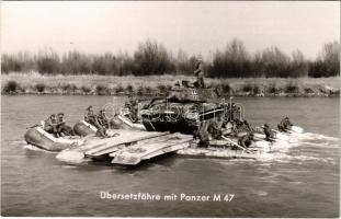 Übersetzfähre mit Panzer M47 / German military propaganda, ferry crossing with tank