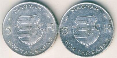 1947. 5Ft Ag "Kossuth" (2x) T:2