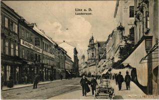 Linz a. Donau, Landstrasse, Kleider Magazin Leopold Kurtz, Möbel F. Schüller, Kislinger / street view with shops