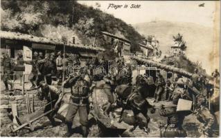 Flieger in Sicht / WWI Austro-Hungarian K.u.K. military art postcard, aircraft in sight s: Richard Assmann (fl)