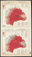 cca 1930 Négy darab erdélyi Néprajzi térkép kettő lapon 16x28 cm