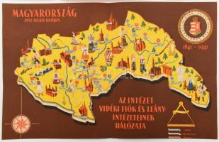 1941 kettő darab Budapest és Magyarország pénzintézeti ről szóló térképe 39x25 cm