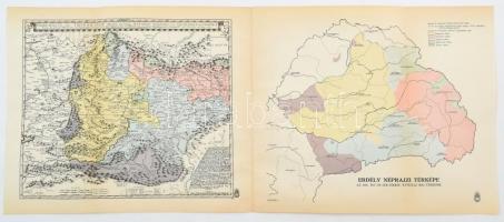 cca 1930 Erdély Néprajzi térképe az 1691. évi előre vérkép áttétele 68x31 cm