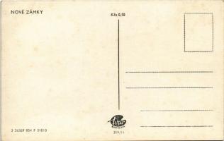 Érsekújvár, Nové Zámky; tér, templom, piac, üzletek / square, church, market, shops