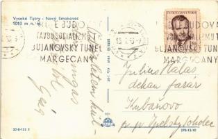 1953 Újtátrafüred, Neu-Schmecks, Novy Smokovec (Magas-Tátra, Vysoké Tatry); szálloda, szökőkút télen...