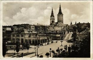 Zsolna, Sillein, Zilina; Farsky kostol / Plébániatemplom, üzletek / parish church, shops (EK)